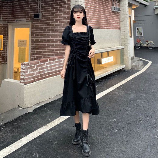 FHHUABD网红小白裙女夏季小个子清纯显瘦收腰可甜初恋系白色泡泡袖连衣裙 698#【白色 长款】 M  建议90-100斤