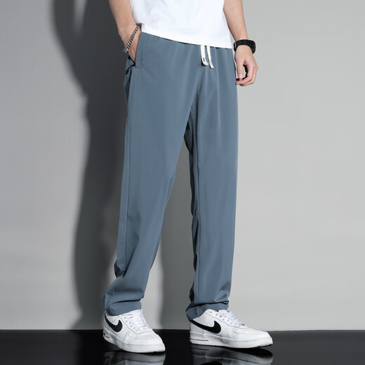 Semir new casual pants men's straight pants high school students college long pants summer ice silk loose 9230 Khaki XL