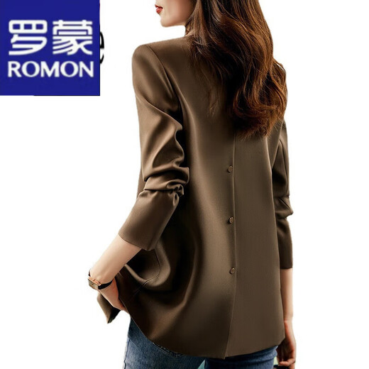 ROMON Light Luxury Women's Casual Small Blazer Women's 2025 Spring and Autumn New Korean Style High-end Commuting Top Single Black Suit XL