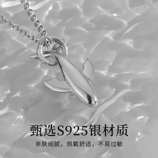 China Gold S925 Silver Whale Fall Necklace for Men Simple Trendy Pendant Practical Birthday Gift for Boyfriend Classic Red Gift Box