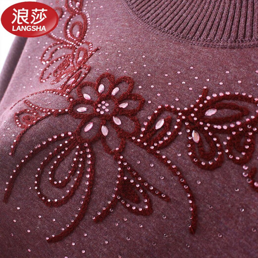浪莎（LangSha）中老年保暖内衣女加绒加厚中老年妈妈内衣套装打底衫奶奶秋冬装 723紫色[套装] L (建议70-95斤)