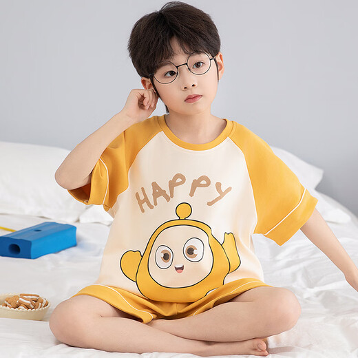 Disney Children's Pajamas Boys Summer Thin Cotton Короткие рукава 2025 Новые летние мальчики и подростки для младших школ.