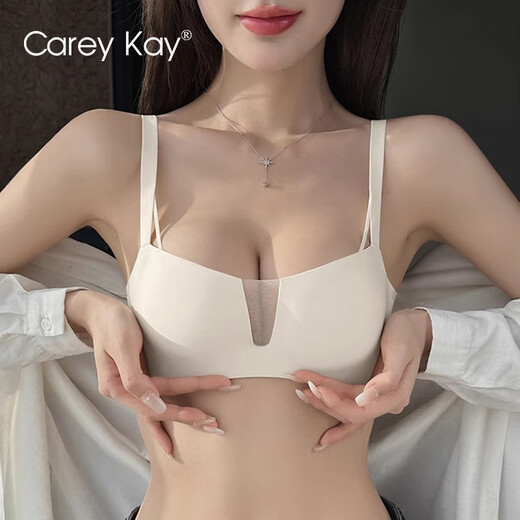 Carey Kay纯欲内衣女2025最新款小胸不空杯文胸聚拢显大防下垂上托胸罩bra 米白色 S （建议32/70AB）