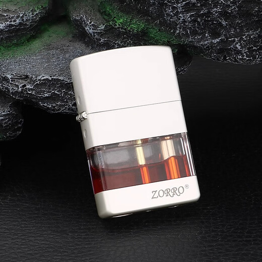 Zorro Kerosin leichter transparenter Öl Silo Windproof Persönlichkeit kreativer Flip Upgrade Version Cover mit mittlerer Heckerbringung Z690-201 Sand Silber