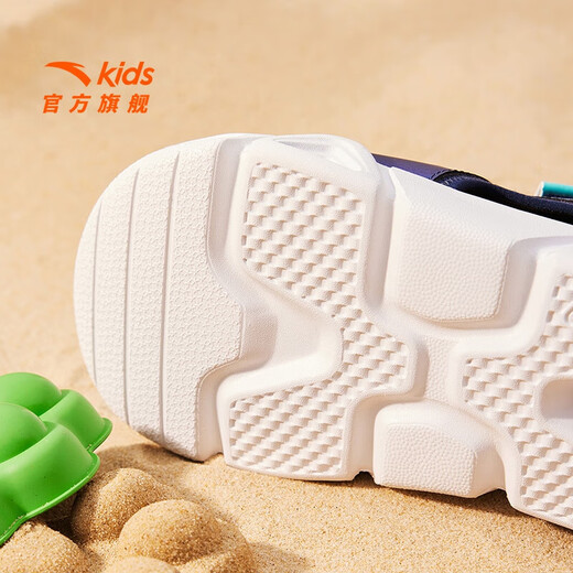 ANTA Children's Sandals Men's Beach Shoes 2025 Summer New Breathable Open Toe Comfortable Arch Sandals Men's Blue/Fluorescent Aqua 6962I-9 30