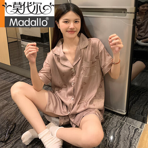 莫代尔国风睡衣女款夏季冰 丝短袖2025年新款夏天可外穿薄款真丝家居服 BS13077#蝴蝶 M