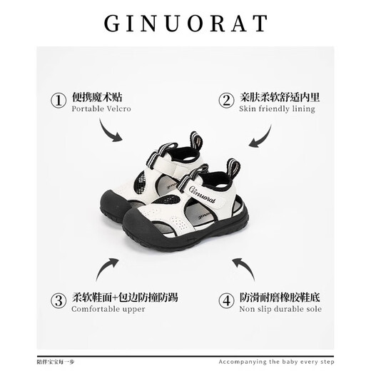 Chino Mouse Official Authentic Children's Sandals Boys' Summer Breathable Casual Sports Shoes Non-Slip Toddler Shoes for Baby Girls Black Size 22 (Suitable for Feet Length 13.0-13.5cm)