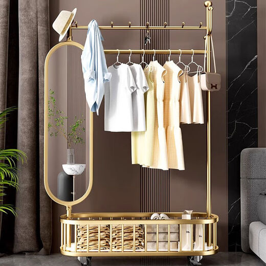 Verdickte bodengehende Kleiderbügel super dicke Schlafzimmer Haushalt drehen Ganzkörper-Dressing-Spiegel Multifunktion leichter luxuriöser Kleiderbügelbodenstil Gold GOLGS GOLSE MIT MILROR 100 CM