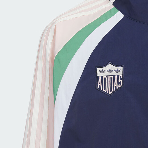 阿迪达斯（adidas）童装25夏女大童轻薄梭织外套三叶草三条纹宽松运动立领夹克KC1506