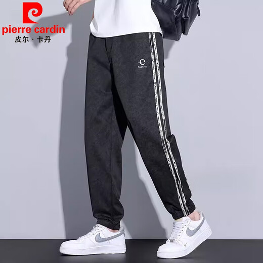 皮尔卡丹（pierre cardin）春夏季2025新款宽松舒适休闲裤男士束脚裤扎染脏脏裤运动长裤男装 军绿 L 【29/30码】