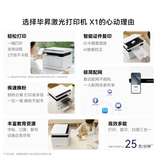 Huawei Bisheng Impresora X1 Láser en blanco y negro Impresión multifunción Impresión All-in-One Comercial Estudiantes Inicio Impresión inalámbrica Copia Escaneo de impresión de doble cara Hongmeng System Huawei Bisheng X1 Pro