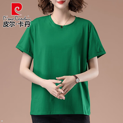Pierre Cardin Mother d'âge moyen 2025 T-shirt à manches courtes d'été pour femmes polyvalentes minces décontractées gras gras slim.