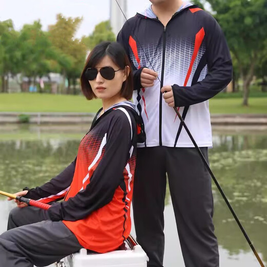Outdoor fishing sun protection suit summer thin plaid ice silk breathable quick-drying anti-UV custom fishing suit 002 white top XL suitable for 130-150Jin Jin equals 0.5 kg