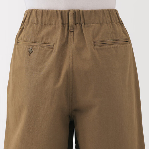 MUJI Women's Uneven Thickness Cotton Thread Mercerized Twill Pleated Pants Women's Pants 25 Years Summer Shorts Women's Dark Beige M (160/66A)