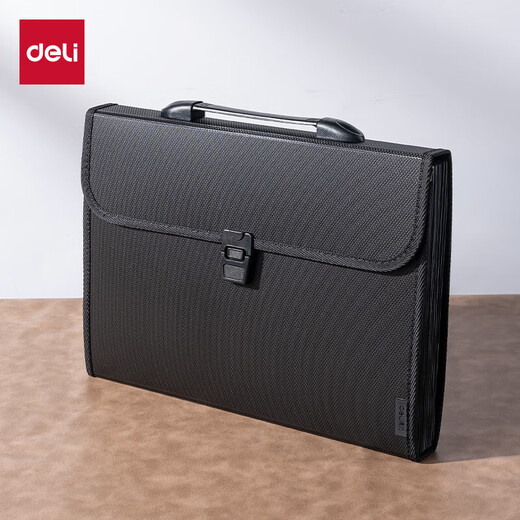 Deli A4/13 grid portable document bag/organ bag/folder knitted textured document storage bag office student document protection gray 1 piece 5555