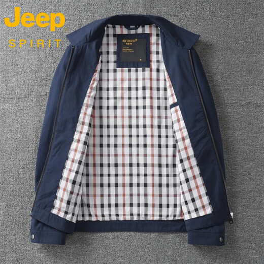 JEEP SPIRIT pure cotton executive jacket men's 2025 spring and autumn new style casual lapel top for young and middle-aged men royal blue 2422 L 135-150Jin Jin equals 0.5 kg