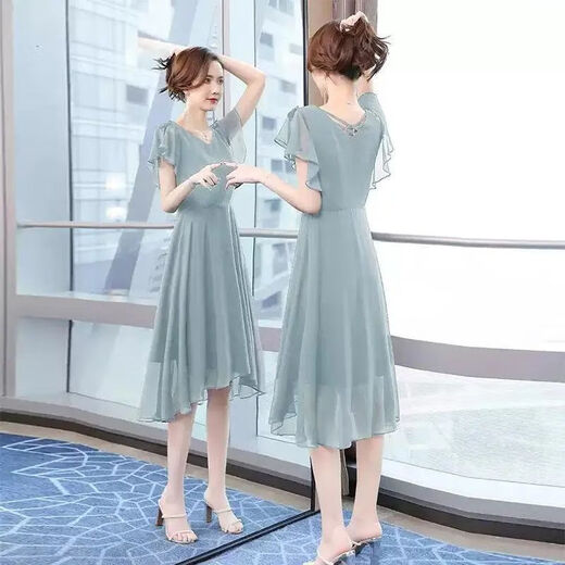 Evie [9738 Menschen sammeln] 2023 Sommertemperamentkleid, modisches Damenschlug, kurzärmelige Rock, Sommer Black XL 115-125jin [Jin ist 0,5 kg]