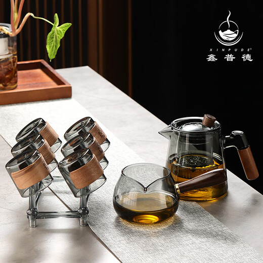 Soot meditation pot male cup high borosilicate high temperature resistant Xiangyun buckle master cup cup tea tray set with cup holder