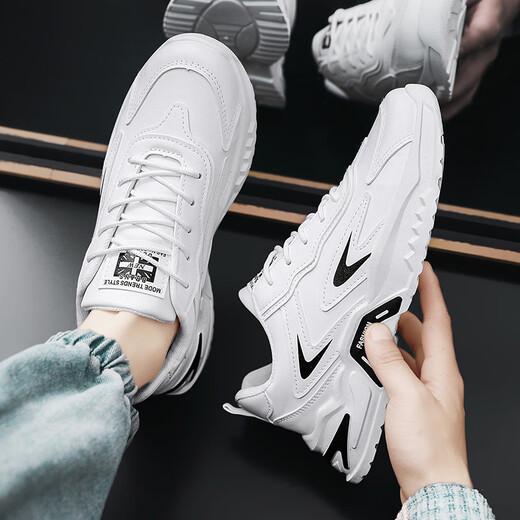Changxiang Huili men's shoes 2025 summer men's trendy teenagers sports and casual versatile thick sole heightened little white dad shoes men RF-869 white 42