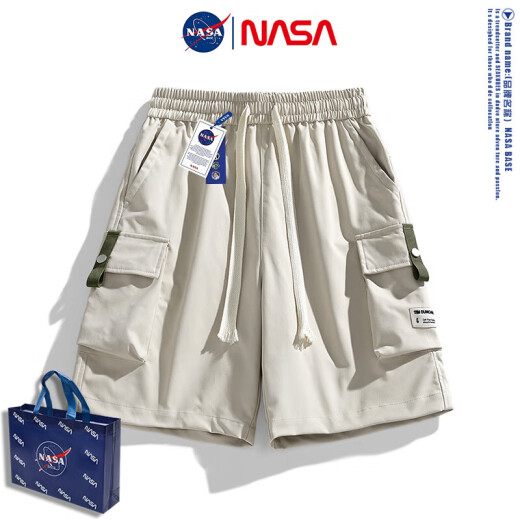 NASA [Summer thin loose] Functional tooling shorts for men straight-leg casual sports five-point pants NASA-718 Black 3XL