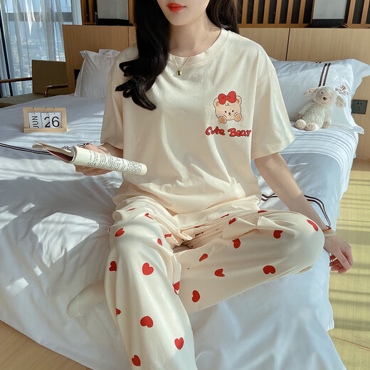 Yalu Женская пижама Summer Pure Cotton 2025 Новый простые простые брюки с коротки
