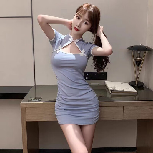 Ropa de mujer sexy y club nocturno delgada Masaje de baño Sexy Massage Ear Falda corta Cheongsam Técnico Ropa de trabajo Rosa XL [sugerido 118-128Jin [Jin es igual a 0.5 kg]]