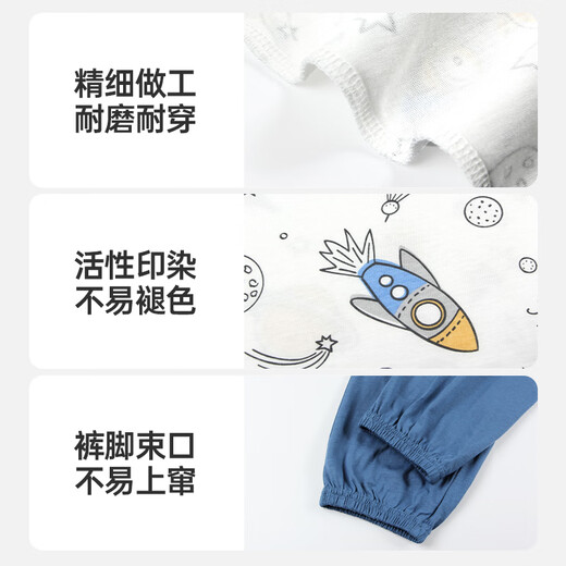 Fenten Children's Pajamas Boys 2025 Summer New Product Pure Cotton Short Sleeve Trousers Medium Large Children's Air Conditioning Clothing Set