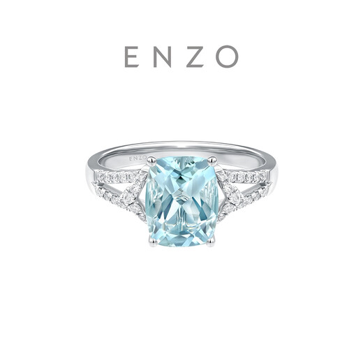 Chow Tai Fook ENZO Heart of the Ocean 18K gold aquamarine diamond ring for women EZV6724 No. 15