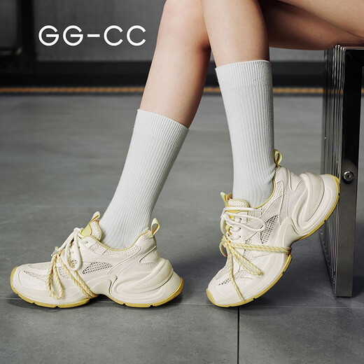 GG-CC [Voyager sur la planète] Nouvelle chaussures de papa à mailles à mailles tendances pour femmes pour femmes chaussures décontractées de femme G25S9922 jaune 37