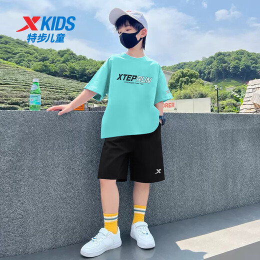 Traje de deportes para niños de la ropa para niños XTEP SEJORA DE MANA A CONTRA PIEZAS Summer Summer New Style's Boy's Bird y de moda Summer Sportswear 67377306-1p- 160