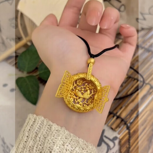 Cijia Halskette Fu Marke Anhänger Ancient Method überquert Gold, um die Happy National Style Retro -Pulloverkette Alte Methode zu sehen, die Golden Lotus 2677 überquert
