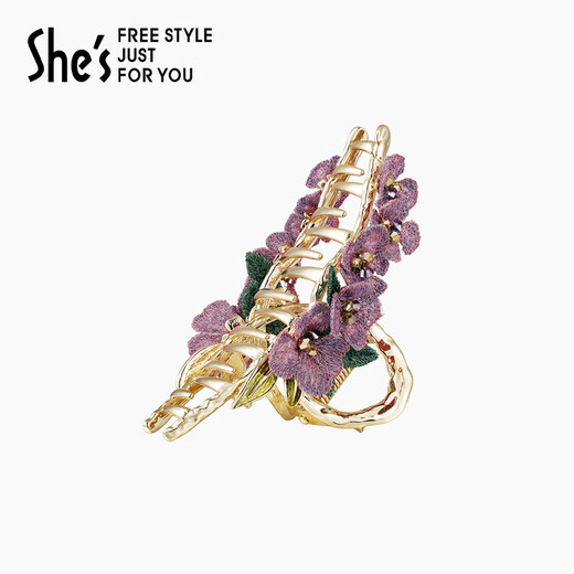She s Akiko Rousseau Holiday Embroidery Flower Craft Crystal Vertical Grip Shark Clip Hair Clip Hair Accessory Hair Clip Birthday Gift Purple E0