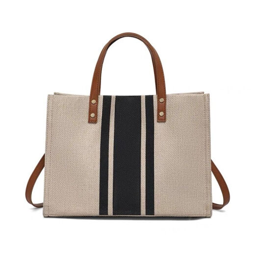 Orange Bag New 2023 Bag Women's Bag Handheld Summer Large Capacity Mommy Canvas Cloth Crossbody Single Shoulder Tote Bag 9930 Stripe Black-
