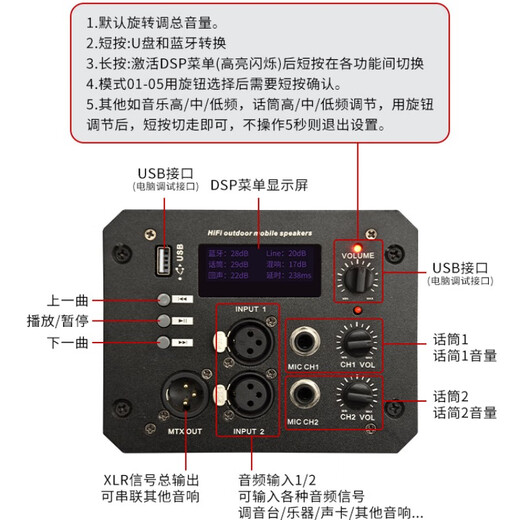 GBZ (upgraded model of small steel cannon) high-power outdoor musical instrument playing and singing audio portable Bluetooth square dance and karaoke performance speaker GBZ-18 high-power small steel cannon playing and singing audio