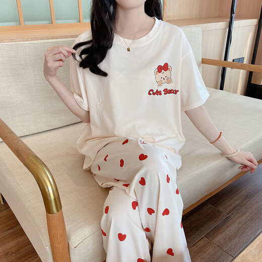 Yalu Женская пижама Summer Pure Cotton 2025 Новый простые простые брюки с коротки