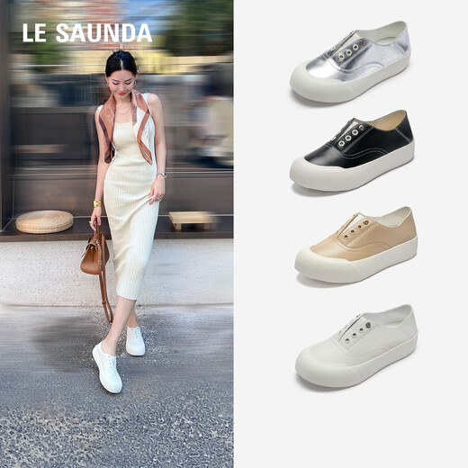 Lairsdan [Gleiches Modell in amerikanischer und westlicher Shen Mengen] Frühlings- und Sommer Neues lässiges Leder mit Dickdickern Dicks-Schuhe für Frauenschuhe Fisherman's kleine weiße Single-Schuhe 39301 Off-weiße Owl 37