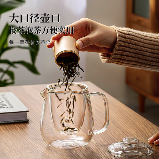 YIHUTEA Teapot Glass Teapot Glass Tea Set Tea Water Separation Teapot Glass Kettle Insulation Heating Tea Maker One Pot 2 Cups 650ML Teapot