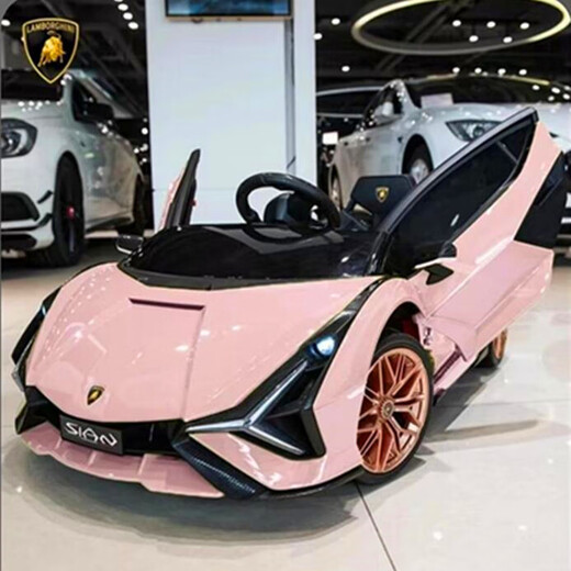 Xiaogazi children's electric car 2025 new four-wheeled car with remote control car for men and women baby toy car can seat a small person cream powder dual drive remote control self-driving swing leather seat