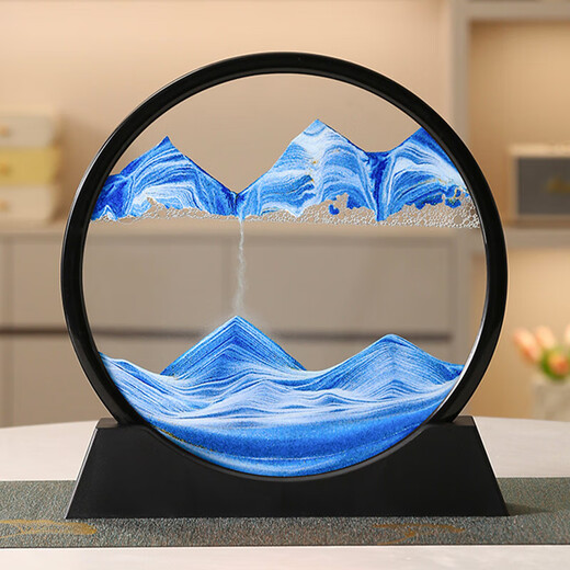 OSKV quicksand painting ornaments creative art hourglass desktop living room wine cabinet TV cabinet light luxury high-end atmosphere decoration DIY black frame blue - 7-inch full set of accessories