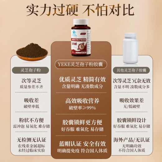 Yeke Ganoderma Lucidum Powder Yeke Spore Powder Cápsulas para adultos y personas de mediana edad para recuperar y aumentar la resistencia. La segunda botella es a mitad de precio. Sabor original