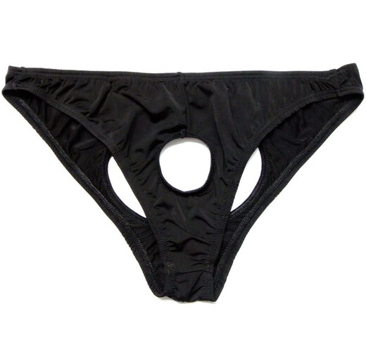 Men's Sexy Briefs Men's Low Waist Hollow Transparent Ice Silk Milk Silk Sexy Tight Thong T269 Black One Size (Suitable for 1'9--2'7 Waist)