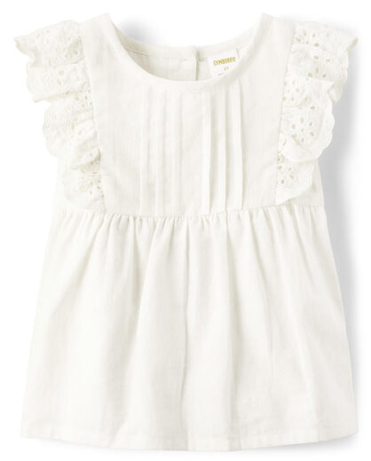 GYMBOReeGymboree Girls and Toddlers Short Sleeve Linen Top, Pure White Pure White 12
