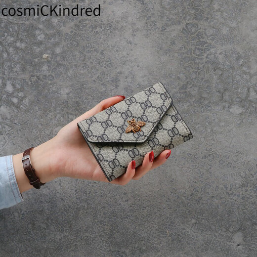 CosmicKindred2025新款欧美简约女士钱包女短款三折小钱包女零钱包卡包皮夹潮流 咖啡花
