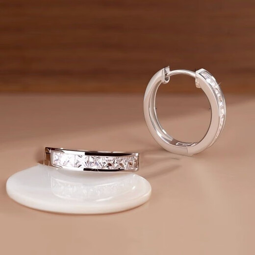 RSRDDY Old Phoenix 999 sterling silver earrings, moissanite earrings, small circles, non-fading, hypoallergenic earrings, sterling silver princess square earrings, 3.58g limited time sale