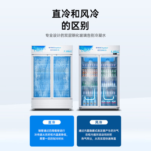 荣事达（Royalstar）饮料展示柜冷藏保鲜柜蔬菜双开门酒店商用纯风冷无霜立式玻璃门冰箱超市啤酒冷柜 728L双门【3D风冷无霜】5层