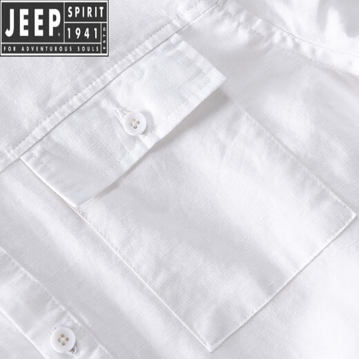 JEEP SPIRIT夏季男装休闲棉麻短袖T恤衫小立领宽松薄款透气亚麻白色上衣服潮 黄色 S
