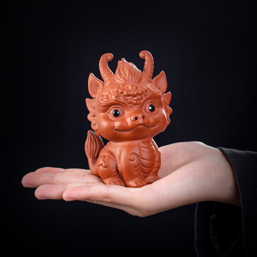 Fujian Yu Zisha Creative Lucky Dragon Tea Pet Ornament Decoration Can Raise Tea Table Mascot Guochao Tea Play Tea Ornament Zhuni-Double-Corned Dragon Tea Pet
