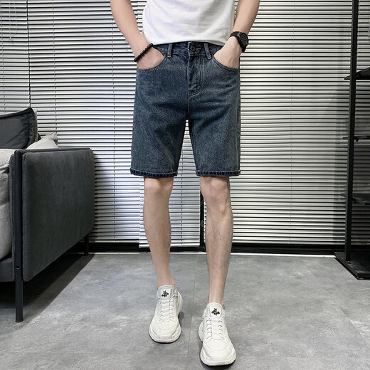 Pushui Fangfang Summer Thin Denim Shorts Мужские модные ретро, промытые пять кубических брюк.