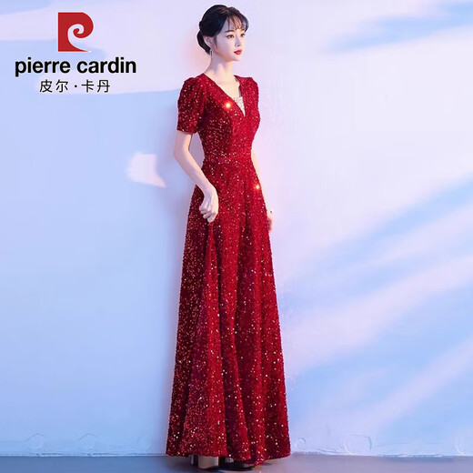 Pierre Cardin's new large choir dress, student singing red song, long dress, poetry recitation, adult choir conductor performance dress, red S