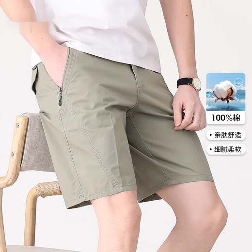 
GY Yager [Pure Cotton] Middle-aged Men's Summer Solid Color Leisure Pants Elastic Waist Straight Shorts Daddy Outfit Q9871 Military Green XL Recommended 100-125 Jin [Jin equals 0.5 kg]